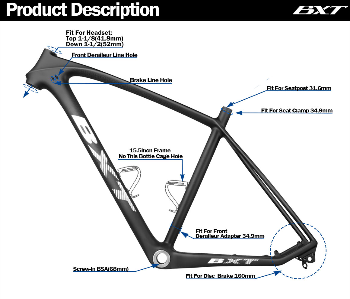 carbon mountain bicycle frame 29