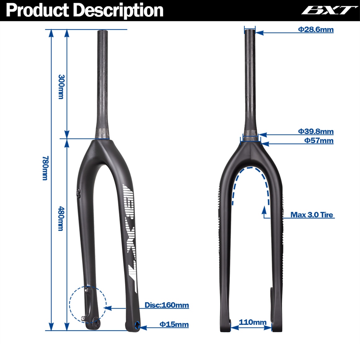 29er carbon mountain bike fork boost