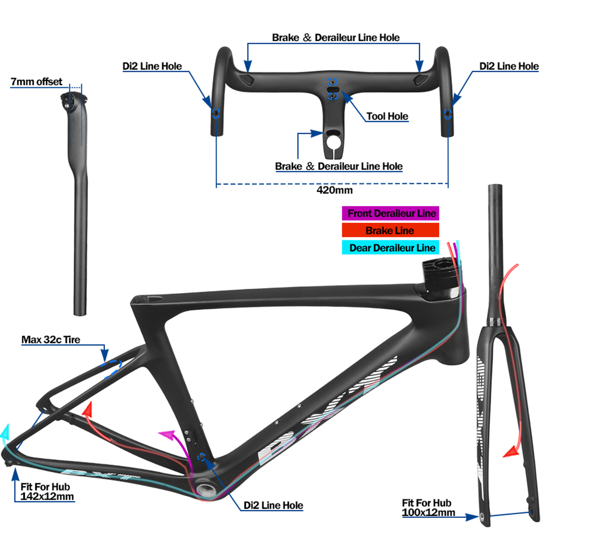 road carbon bike frame thru axle