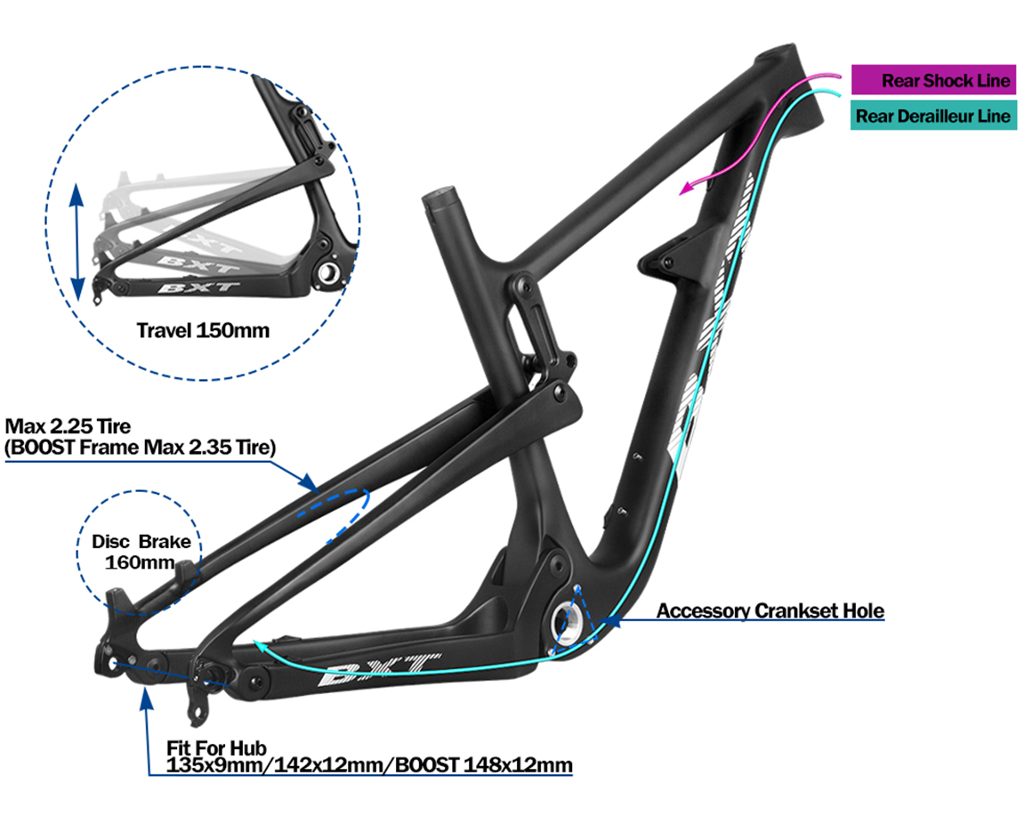 full suspension carbon mtb frame 29