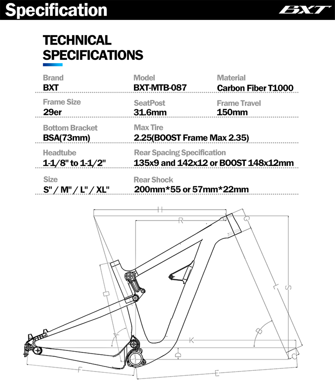 29er carbon mountain bike frame