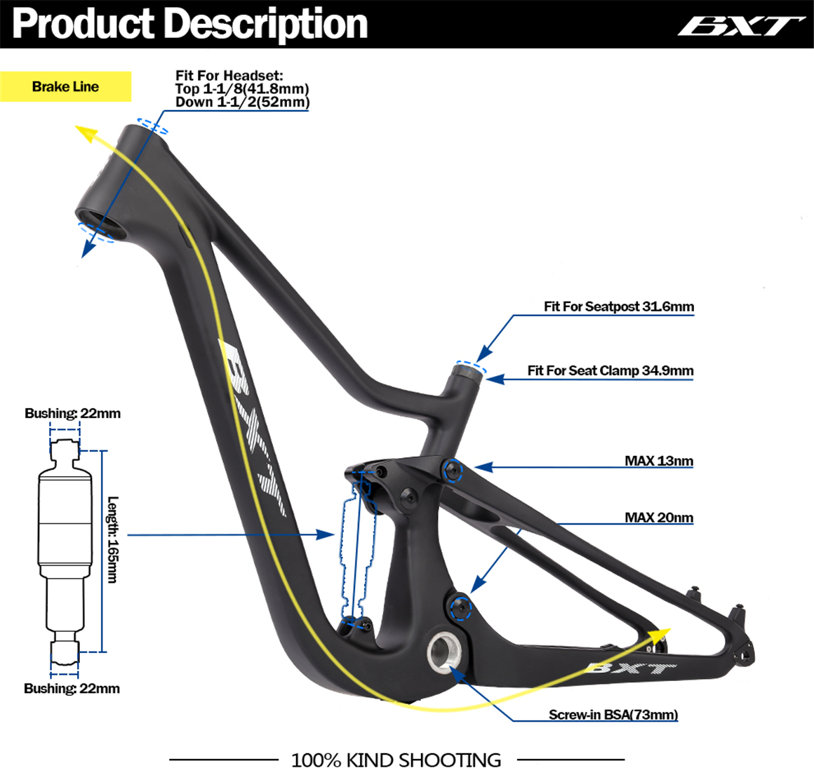 24er Rear Shock Carbon MTB Frame