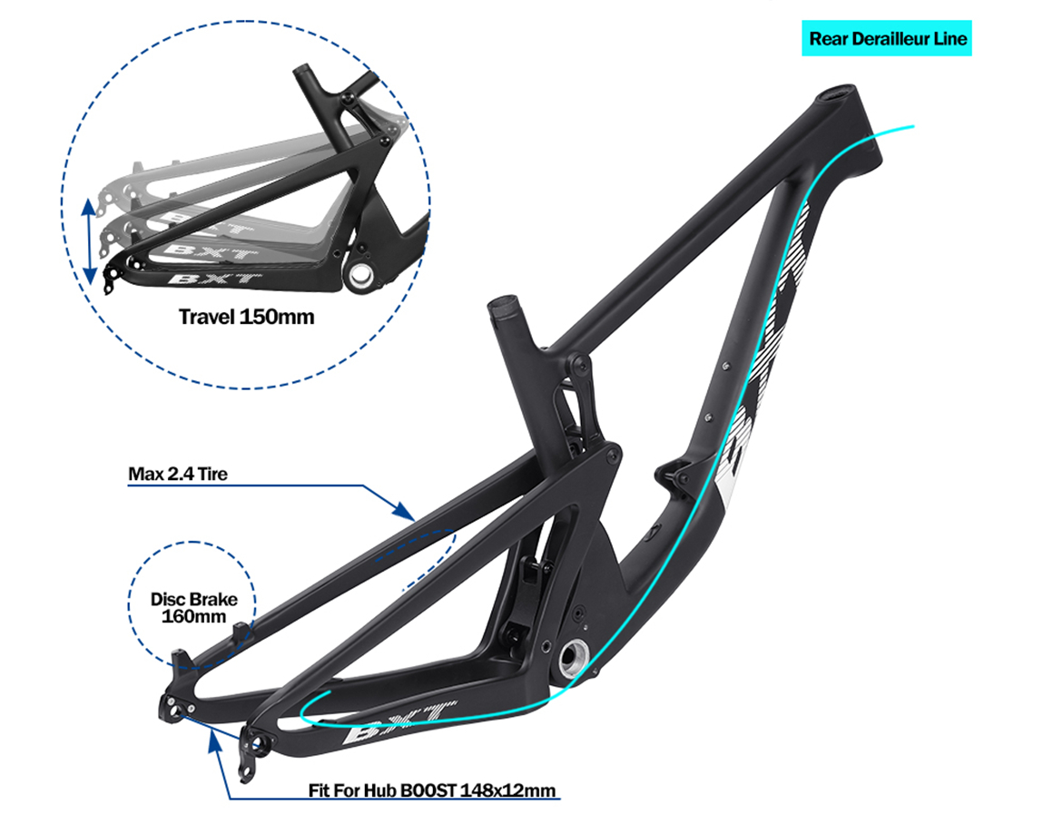 travel 150mm carbon frame full suspension