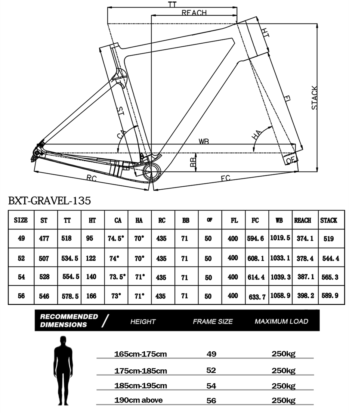 full carbon gravel frame size