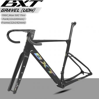 BXT-055 Gravel frameset New T1000 Carbon Disc Brake UDH Hanger 700x50C T47 Thread BB Endurance Road Bicycle 27.5er